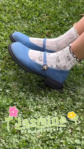 (พร้อมส่ง💗) ถุงเท้า ซีทรูดอกไม้ ขอบย่น รุ่นJasmine 💒✨