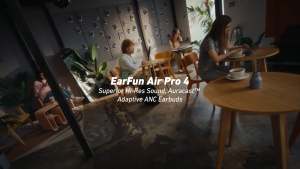 EarFun Air Pro 4 Adaptive Noise Cancelling Bluetooth 5.4 True Wireless Earbuds with Hi-Res LDAC Audio & Qualcomm QCC 3091