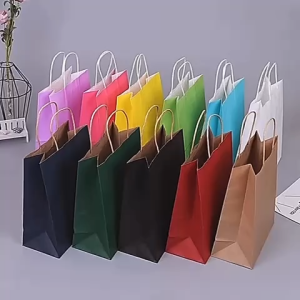5 Size 10 Color Multifunction Kraft Paper Bag with Handle Recyclable Bag Fashionable Cloth Shoes Gift Paper Bags