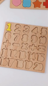 Wooden Letters Numbers and Shapes Educational Board for Kids by WISHLAND