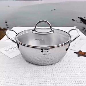 Nồi Canh Inox 18/10 Chockmen Size 18cm 22cm Vung Kính Dùng Nấu Xào Lẩu Đun Được Trên Mọi Bếp