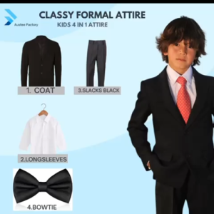 Austee Chaleco Vest Formal Coat Vest Set 4N1 Coat Set 4N1 Kids Only Wedding Event Formal Attire