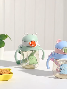 410ML Baby Water Bottle Cup Training Cup Leak-Proof Free with Gravity Ball Straw Handle Botol Air Bayi Anti-Tumpah