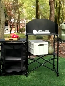 Portable Cook Station | Easy Setup | Aluminum | with Storage Bag | Kitchen table | Outdoor Dining | Stove Table | Mesh Bags