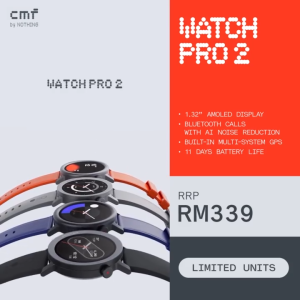 CMF Watch Pro 2 | Interchangeable Bezel | 100+ Watch Faces | 120 Sports Mode | AMOLED | GPS | 11-Day Nothing Malaysia Warranty