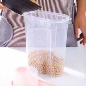 Storage Jar 24 Liter Tempat Penyimpanan Cereal Beras Kontainer Makanan Dispenser Kontainer Plastik Snack dengan Gelas Ukur