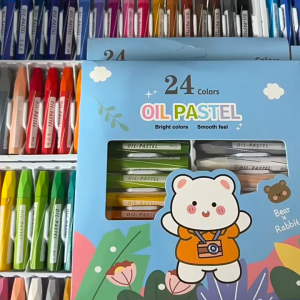 BF-A99 Crayon Oil Pastel Isi 12 dan 24 Warna Motif Kartun Perlengkapan Mewarnai Anak / Set Krayon