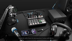 NewBaxs เครื่องผสมเสียง เครื่องผสมมืออาชีพ6-4-channel MX06-BT/MX04-BTเครื่องผสมสัญญาณ EQ ผล 16DSP สัญญาณ USB บลูทูธ/MP3 เครื่องขยายเสียง KTVเครื่องขยายเสี