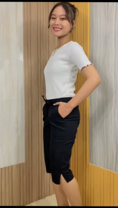 Putri Nasya - Celana Big Size Pendek 7/8 KFRP Ukuran 8L6L5L4L2LXLS Fit To L Warna Cream Capucino Moca Hitam