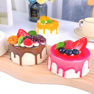 โมเดลขนมเค้ก เค้กปลอม ขนมเค้กปลอม เค้กผลไม้ ทรงกลม เหมือนของจริง ใช้ตกแต่งร้านกาแฟ ตู้เค้ก ร้านเบเกอรี่ พร็อพถ่ายรูป