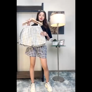 กางเกงขาสั้น(ผ้าลายสก็อต) ผ้าฝ้าย ของแท้ ใส่สบายมาก แฟชั่น ใส่สบายมาก ราคาถูกสุดๆ ผ้าสวย ทรงดูผอมสูง K47G