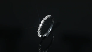 EAMTI Rose Gold Cubic Zirconia Marquise & Round Milgrain Half Eternity Stackable Ring 925 Sterling Silver Wedding Band for Women Size 5-10