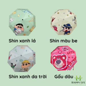 Dù Gấp Gọn Tự Động Họa Tiết Shin Chan Siêu Dễ Thương | Ô Che Mưa Nắng Mini Cho Học Sinh Văn Phòng
