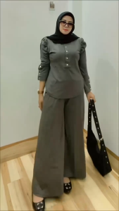 Alika Set Rajut Polos Bahan Kaos Aster LD 110-120cm Melar Kancing Depan Aktif PJ Celana 90cm Saku Kanan Kiri Adem Lembut