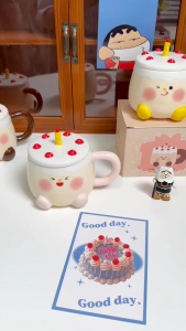 Ly sứ quà tặng sinh nhật Bauroom tạo hình bánh kem dễ thương kèm hộp nơ ( có sẵn ) ( ảnh thật )