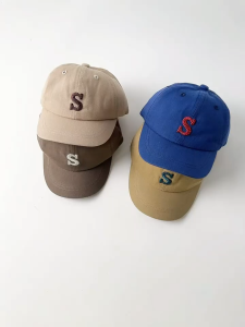 หมวกเบสบอลเด็กอ่อน 48-50cm ผ้าฝ้าย ปักอักษร S แฟชั่นน่ารัก สำหรับวัย 10เดือน - 3ปี