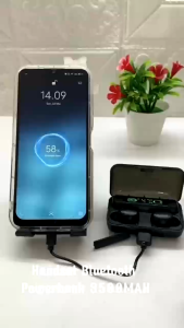Headset Earphone Bluetooth TWS F9-5 LED Smart Display With Powerbank