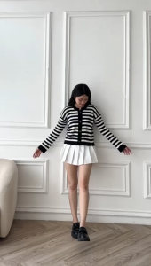 one  fashion id  cardigan sahira / cardigan stripe long sleeve  button / outer wanita rajut
