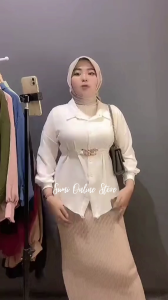 Melda Top Kemeja Kerja Blouse Kondangan Big Size Polos ( Size S M L XL XXL XXXL 5L Jumbo )