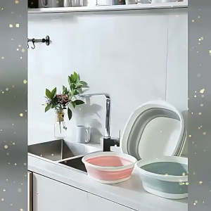 TOM Silicone Basin Washable Basin Foldable Travel 25.5-36.5cm Friend Durable Laundry Basin Multi-Purpose