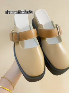 (แนะนำ+1ไซด์)One for all พร้อมส่งจากไทย New TX580 รุ่นนี้นุ่มใส่สบายมากกก รองเท้าเปิดส้น พื้นสูง3นิ้ว แต่งเข้มขัด รองเท้าครึ้งส้มสไตล์เกาหลี