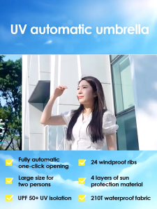24 Ribs Automatic Umbrella Storm Resistant Large Anti Umbrella Sun And Rain UV Umbrella Reinforced folding barometer coated umbrella Sun Umbrella Automatic Umbrella Sun Umbrella Sun Protection UV Protection
