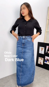 Onetta - OLIVIA Skirt - Rok Jeans Basic High Waist Wanita Hijab Friendly