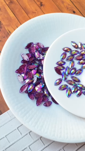 Payet Jahit Mata Sampan Kristal Resin Glitter Mata Uk 7 *15 Mewah Per Lusin