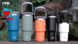 🔥SG LOCAL Seller🔥 Tyeso Tumbler with Handle and Flip Straw Vacuum Insulated Bottle Stainless Steel Coffee Cup