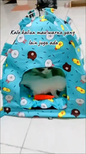 Tenda Kucing Portable Aerizoo Bonus Bantal Kalung dan Mainan Kucing Tongkat Bulu - Ukuran 45x45x45cm