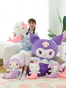 Purple Mermaid Kuromi Plush Toy Melody Doll Lolita Princess Dress Melody Cute Little Doll Kuromi My Melody Plush Doll