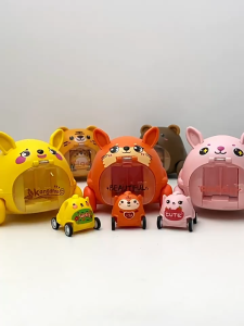 Phim hoạt hình dễ thương động vật mẹ và trẻ em phóng xe mini quán tính kéo lại xe giáo dục CHA mẹ-con tương tác đồ chơi trẻ em bán buôn