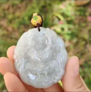 Domineering Dragon Natural Type A Jadeite Pendant Necklace with certificated included weigh 46.81 grams 51.8 * 47.2 * 11.6 mm symbols of Career is like a rainbow auspicious and healthy and noble status suitable for daily wear (pendant48)