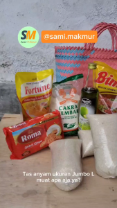Tas Anyaman Plastik JUMBO Lurik / Tas Belanja Besar Anyam Jinjing Berkat Bingkisan Parcel Hajatan