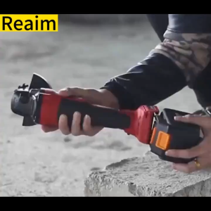 REAIM งเครื่องเจียรไฟฟ้าลิเธียมแบบชาร์จไฟไร้แปรง เครื่องเจียร์ 4 นิ้ว 1000W หินเจียร์ไร้สาย เครื่องขัดมัลติฟังก์ชั่น