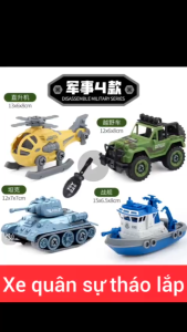Set/ bộ 4 Đồ chơi trẻ em mô hình xe tự tháo lắp kèm tua vít - Thingkids