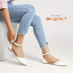Giày cao gót sandal đế thấp mũi nhọn kiểu dáng thanh lịch thời trang cao cấp Dep&shock có bigsize