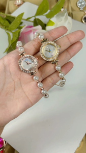 Jam Tangan Wanita Gelang Mutiara Fashion Model Serut Terbaru