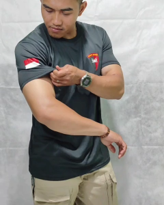 3aluniform - Kaos Brimob Polri Drifit Polisi Hitam Legan Pendek