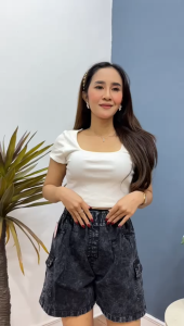 HOTPANT JEANS WANITA CARGO - CELANA PENDEK WANITA - COD