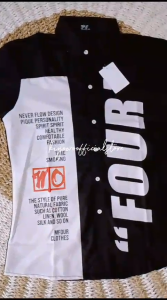 KIYOO - KEMEJA PRIA LENGAN PENDEK CASUAL MOTIF FOUR TERBARU