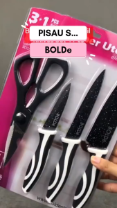 NEW PISAU SET BOLDE MARBELLA 3 Pisau + 1 Gunting - Hitam