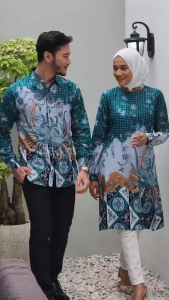 Laksha series COD Set Baju Atasan Batik Couple Pasangan Kemeja Tunik Batik Kantor Batik Pekalongan
