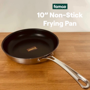 Famco 10" 25cm Non-Stick Frying Pan Tri-Ply Stainless Steel Heavy Duty Induction Skillet