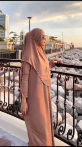 Terbaru Gamis Jersy Inara Set Hijab Gamis Muslim Lebara Motif Polos Premium Dress Korean Style