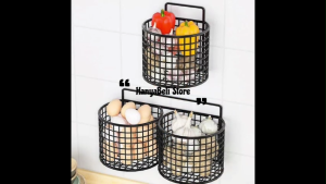 Rak Dapur Gantung Tempel Dinding, Rak Penyimpanan Bawang Putih Jahe, Rak Keranjang Dapur Besi, Wadah Tempat Penyimpanan Buah Sayur Telur Tomat