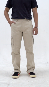 ZADEEFA CAERO Cargo Cream: Celana Cargo Panjang Legend Pria Jumbo Cotton Twill