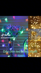 DÂY LED HÌNH NGÔI SAO BÔNG TUYẾT BI TRÒN TRONG SUỐT HIỆU ỨNG GIỌT NƯỚC DÀI 4M TRANG TRÍ LỄ TẾT NOEL...