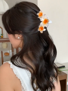 SK-C1152 Jepit Rambut 3 Bunga Kamboja Frangipani Hairclip / Hair Claw Jedai Kamboja Triplet Bunga 3