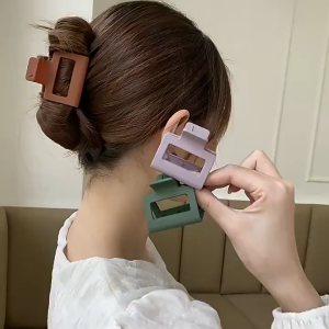 AI-C1130 Jepitan Rambut Model Kotak Polos Korean Hair Claw Clip / Jedai Jepit Rambut Wanita Bahan